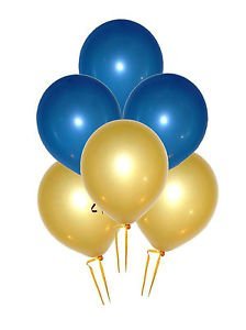 HK balloons® Metallic Blue & Gold(Pack of 50) Birthday Balloons for Decoration - Image 2