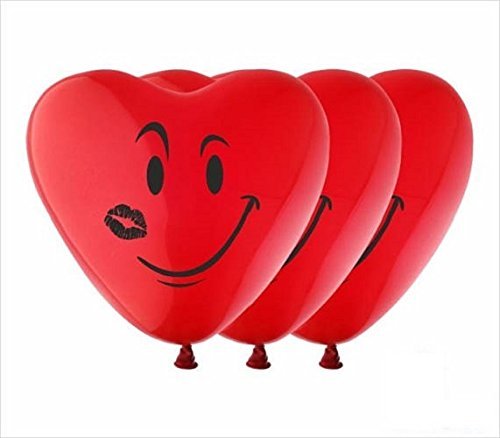 HK Balloons "Printed Love Heart Shaped Balloon" =(Pack Of 30)