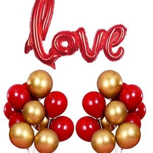 HK Balloons Heart Shaped Balloon Birthday, Anniversary, Valentine Balloons for Decoration, (Pack of 31 love and balloons)