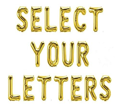 HK Balloons 16" inch Single Gold Alphabet Letter Number Balloons Aluminum Hanging Foil Film Balloon Wedding Birthday Party Decoration Banner Air Mylar Balloons (16 inch Gold T) - Image 3