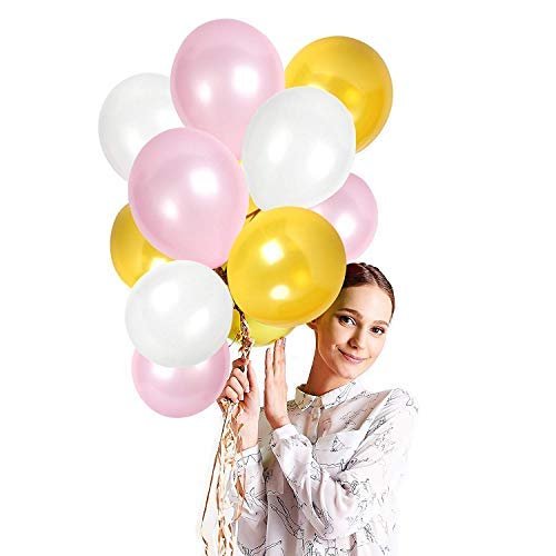 HK balloons 50Pcs Birthday Decoration Balloon Item For Metallic Pink White Gold Balloons For Birthday, Anniversary, Baby Shower & Event's Decorations Balloons - Image 2
