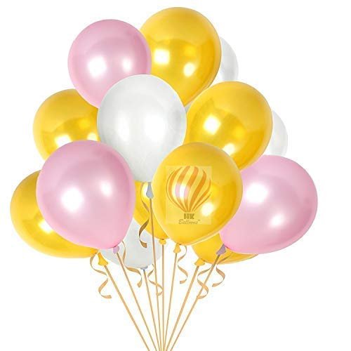 HK balloons 50Pcs Birthday Decoration Balloon Item For Metallic Pink White Gold Balloons For Birthday, Anniversary, Baby Shower & Event's Decorations Balloons - Image 3