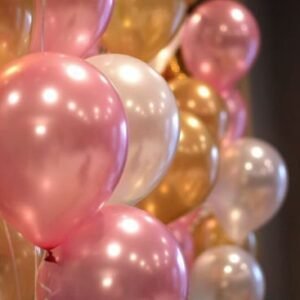 HK balloons 50Pcs Birthday Decoration Balloon Item For Metallic Pink White Gold Balloons For Birthday, Anniversary, Baby Shower & Event's Decorations Balloons