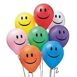 HK Balloons Smiley Balloon Printed Face Expression Latex Balloon 100 Pcs, Yellow Balloon/Smiley Balloon/Birthday Decoration/Birthday Balloon(Multicolor Smiley-100)