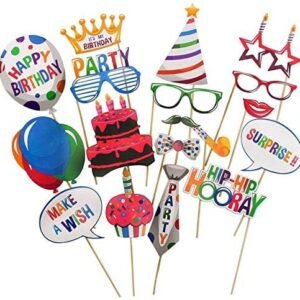 HK Balloons Set of 20 Multi Color Photo Booth Board Props (Birthday Party)