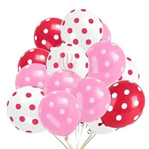 HK balloons Polka Dot Rubber Balloons Red,White & Pink - Pack of 30