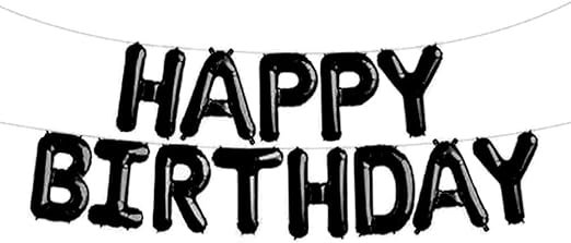 HK Balloons Happy Birthday Letters Foil Toy Balloons (Black)