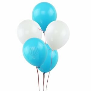 HK balloons Pack of 50 White and Light Blue Balloons Balloons for Birthday