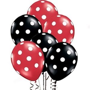HK balloons 25pcs Polka dot Latex Balloons Balloons for Birthday Wedding Bridal Shower Valentine's Day Decorations (Red & Black)