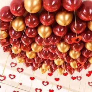 HK Balloons 50pcs Red And Golden Balloon Birthday Decoration Item Metallic Red & Golden For Celebration Birthday, Anniversary, Baby Shower & Evets