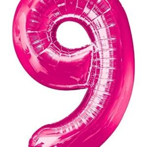 HK balloons Number 9" Foil Toy Balloons for 9th Birthday Decorations - 36 Inch (Pink-9)