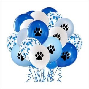 HK Balloons 50Pcs Paw Printed Balloons Dog Paw Latex Balloons with Blue Confetti Balloons puppy Birthday Baby Shower Celebration Party Decoration