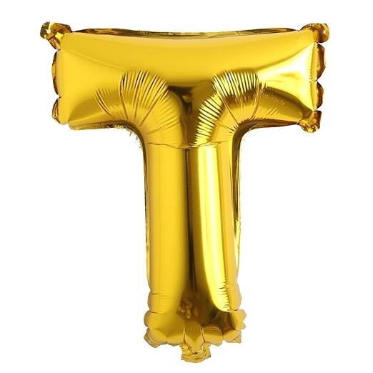 HK Balloons 16" inch Single Gold Alphabet Letter Number Balloons Aluminum Hanging Foil Film Balloon Wedding Birthday Party Decoration Banner Air Mylar Balloons (16 inch Gold T)