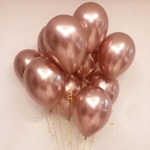 HK balloons Rose gold Chrome Metallic Balloons for Birthday Decoration (Pack of 10)