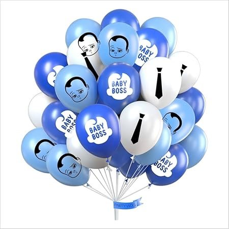 Hk Balloons 45Pcs Baby Boy Decoration Printed Balloons For Boss Baby Theme Decorations Item For Blue And White Themed Decorations Balloons