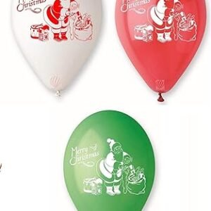 HK Balloons 100 PCS christmas decorations items Balloons for Party Decorations, Red White And Green Latex Balloons for Christmas Party Supplies Favors, Santa Balloon Decoration Printed Balloons