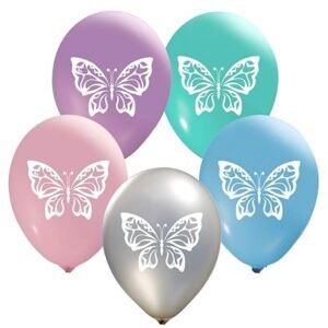 HK Balloons Rubber Butterfly Printed Pack of 30 - Party Animal Birthday Sky Nature Themed for Parties or Any Other Event