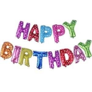 HK balloons Happy Birthday Letters Foil Toy Balloons - 17 Inch (Polka Multicolor)|1 Pcs