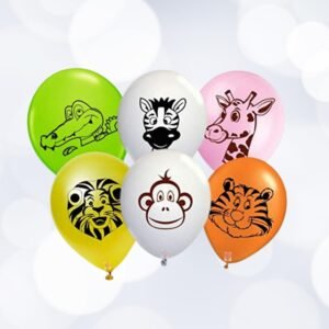 HK balloons Rubber 30Pcs Jungle Theme Balloons For Animal Theme Birthday Party Supplies Multi Color Assorted Jungle Balloons Animal Print Balloons Birthday Theme Multicolor