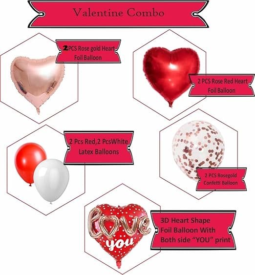 HK Balloons Heart Shaped Balloon Birthday, Anniversary, Valentine Balloons for Decoration, (3D-Heart Set) - Image 5