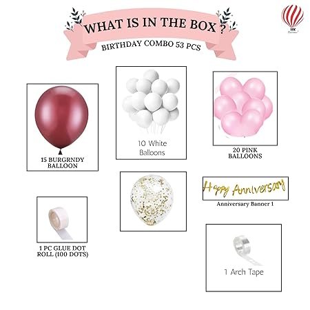 HK balloons 53 pcs Burgundy Balloons For Anniversary Decoration Item For Couples Burgundy Themed Anniversary Decoration Set Happy Anniversary Balloons Kit - Image 3