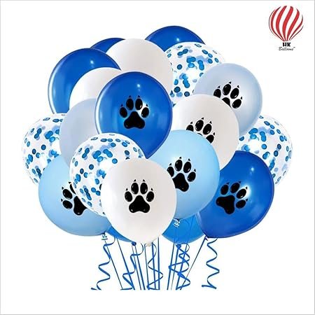 HK Balloons 50Pcs Paw Printed Balloons Dog Paw Latex Balloons with Blue Confetti Balloons puppy Birthday Baby Shower Celebration Party Decoration - Image 2