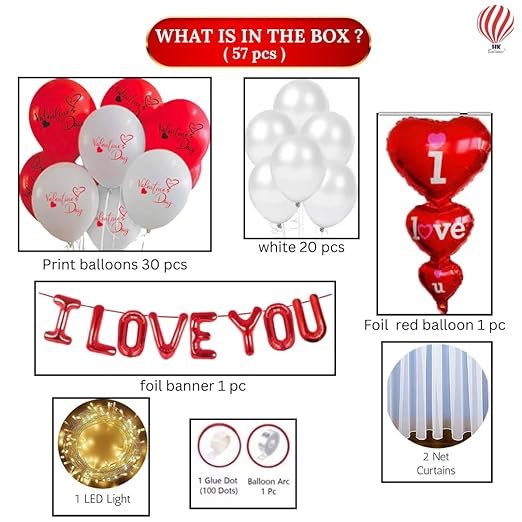 HK Balloons Heart Shaped Balloon Birthday, Anniversary, Valentine Balloons for Decoration, (I love you -gold- With Red white love balloons) - Image 2