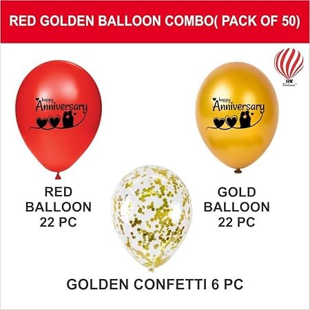HK Balloons 50Pcs Happy Anniversary Decoration Balloons Item Balloons With Golden Confetti Balloon For Wedding Anniversary Decoration Combo for Couple - Image 4