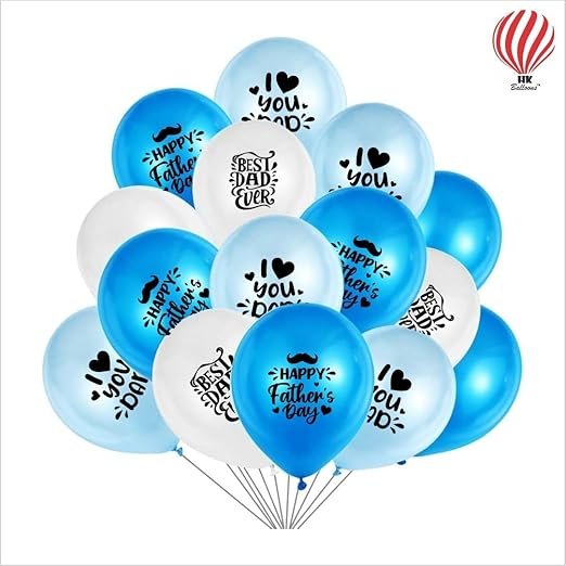 HK Balloons 50Pcs Father Day Decoration Item White Blue And Light Blue Them For Super Hero Dad's Best Dad Printed Balloons - Image 3