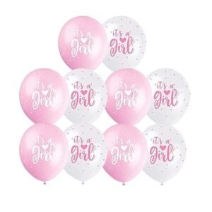 HK Balloons Pack of 30 Pink White Its A Girl Baby Shower Decoration Items balloons For Pregnancy Photoshoot Baby Shower Party Decoration Balloons