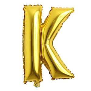 HK Balloons 16" inch Single Gold Alphabet Letter Number Balloons Aluminum Hanging Foil Film Balloon Wedding Birthday Party Decoration Banner Air Mylar Balloons (16 inch Gold K)