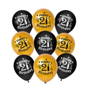 HK balloons Pack Of 30 Milestone 21St Birthday Printed Rubber Balloons For Birthday Decorations| Black Gold