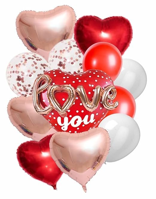 HK Balloons Heart Shaped Balloon Birthday, Anniversary, Valentine Balloons for Decoration, (3D-Heart Set)