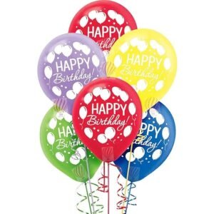 HK balloons Rainbow Printed Happy Birthday Decoration Balloons (Rainbow Printed Happy Birthday Balloons) (Pack of 30 Balloons),Rubber