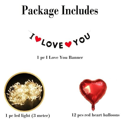 HK Balloons 14Pcs Happy Anniversary Decoration Items With Heart Shaped Foil Balloon For Birthday, Anniversary, Valentine Day Decoration Kit Backdrop Set - Image 4