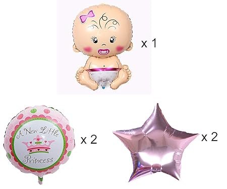 HK Balloons (Pack of 5) Baby Shower Foil Balloons Party Decoration Kids Baby Girl... - Image 3
