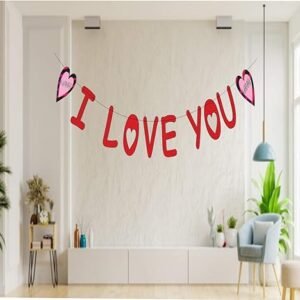 HK balloons Happy Birthday Banner Decoration For Boys, Girls, Boyfriend, Girlfriend, (I Love You)|Red