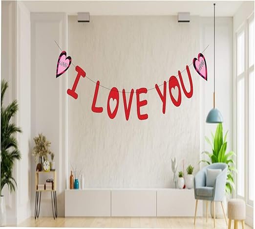 HK balloons Happy Birthday Banner Decoration For Boys, Girls, Boyfriend, Girlfriend, (I Love You)|Red