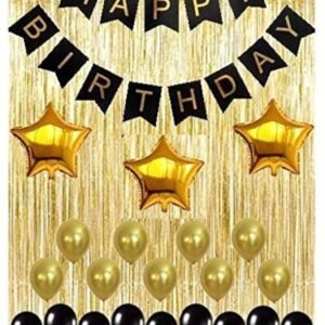 HK balloons Happy Birthday Banner Decoration Kit 55 Pcs Set for Boys Husband Balloons Decorations Items Combo with Metallic Balloons,Star foil Balloons and Foil Curtain