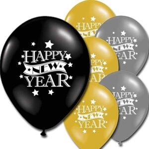 HK balloons Pack of 30 HAPPY NEW YEAR Printed Balloons for Christmas,New Year Celebrations