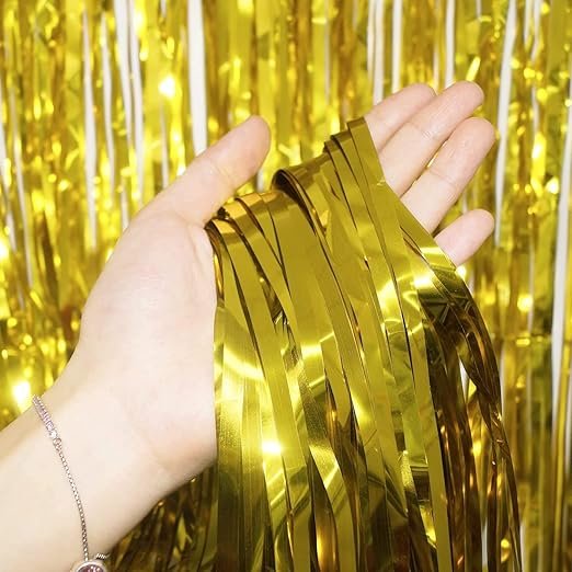 HK balloons 3ft x 6 ft Gold Foil Curtain Pack of 4 for Birthday, Anniversary, Marriage and Bachelorette Decoration - Image 2