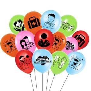 HK balloons 30Pcs National Doctors' Day Printed Balloons Decoration Item Celebrations To Doctors Day Party Decoration Printed Multi Color Balloons Rubber