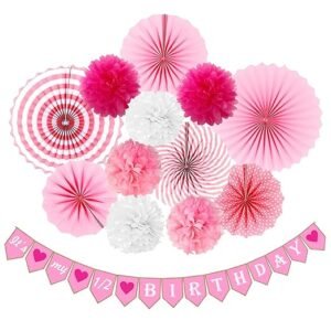 HK balloons Half Birthday Decoration for Baby Girls- Set of 13Pcs | Half Year Birthday Decorations for Girls | 1/2 Birthday Decorations for Girls | 6 Month Birthday Decorations for Girls