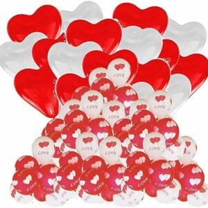HK Balloons Heart Shaped Balloon Birthday, Anniversary, Valentine Balloons for Decoration, (Heart Shaped & Printed Heart - Pack of 100)