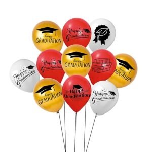 HK balloons® 30PcsRed, Gold & White Graduation Party Balloons – Perfect for High School & College Grad Decor Graduation Prom Grad Party Celebrations