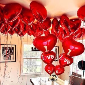 HK Balloons Heart Shaped Balloon Birthday, Anniversary, Valentine Balloons for Decoration, (I Love you Heart Shaped combo -Pack of 14)