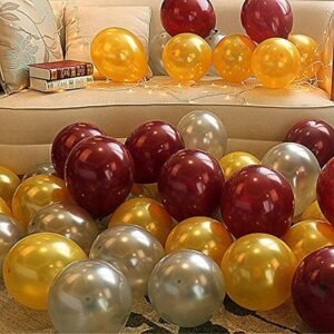 HK balloons Metallic Balloons (Golden/Silver & Brown_Pack of 50) Birthday Balloons for Decoration (Pack of 50)