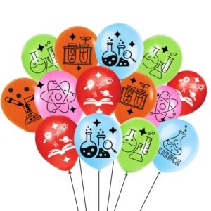 HK balloons 30Pcs Science Lab Printed Balloons Decoration Item Science Themed Balloons for Scientist Science Holiday Laboratory Decorations Multicolor Balloons Rubber