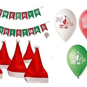 HK balloons Christmas Banner Balloons And Caps Set For Christmas/Birthday Decorations