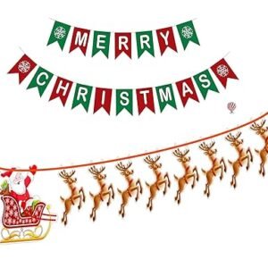 HK balloons Merry Christmas Banner with Reindeer Banner Decoration Christmas Items for home Decor